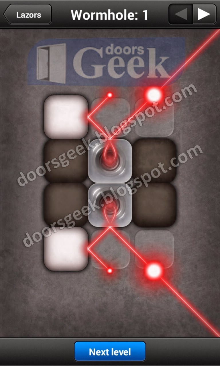 Lazors [Wormhole] Level 1 Solution Doors Geek